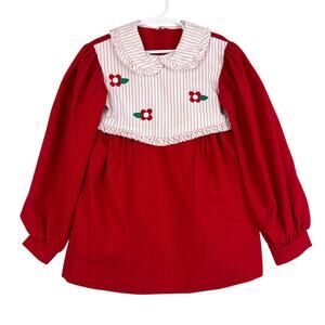 Vintage Chocolate Soup Size 8 Girls Ruffled Flower Puff Sleeve Top Shirt Red